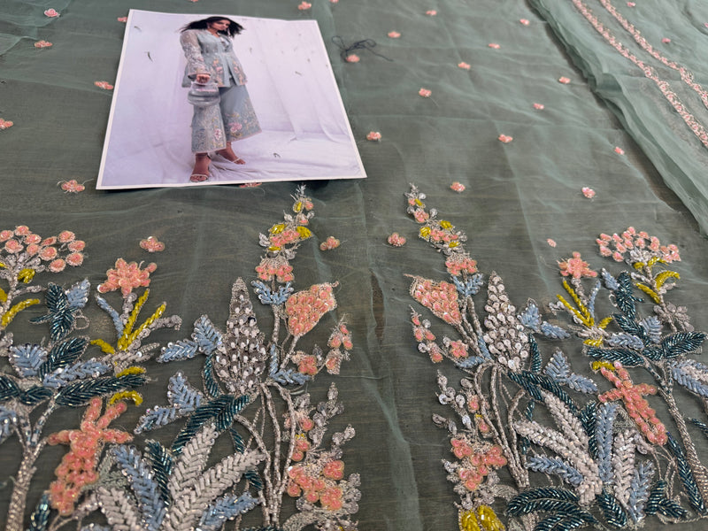Hussain Rehar sea green multi wedding edition