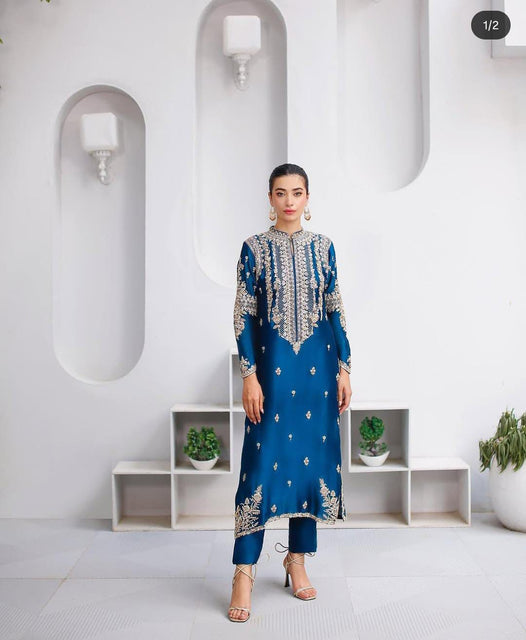 Waqar Asgar blue bridal chiffon collection