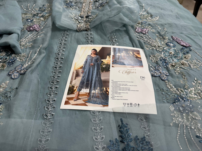 Maria B chiffon sky wedding edition