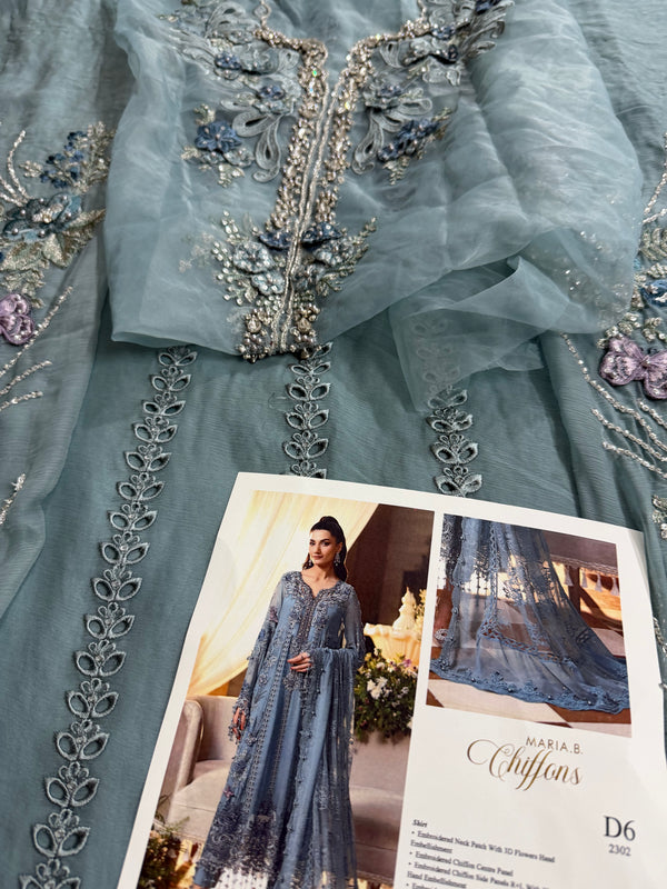 Maria B chiffon sky wedding edition