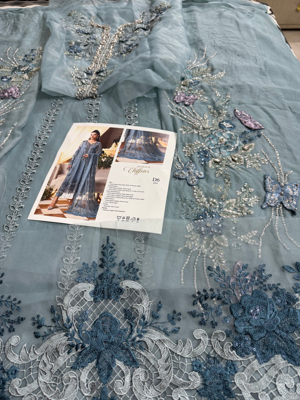 Maria B chiffon sky wedding edition