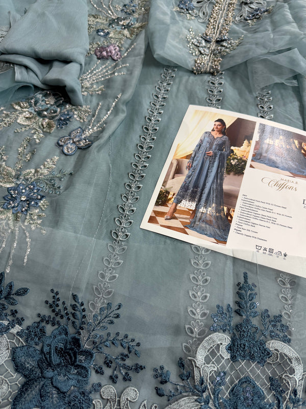 Maria B chiffon sky wedding edition