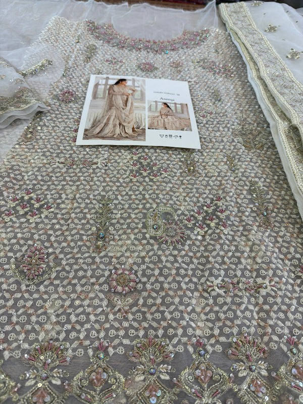 Naqshi ivory chiffon wedding edition