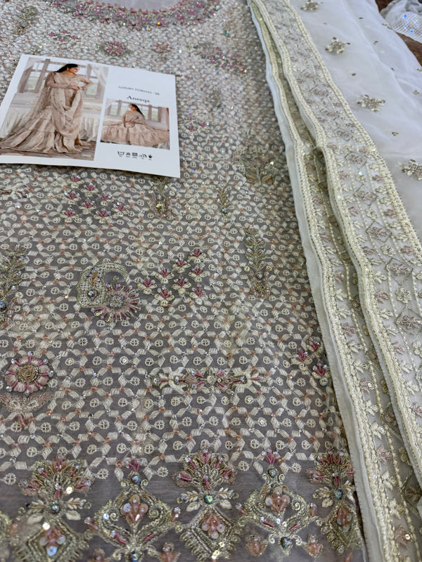 Naqshi ivory chiffon wedding edition