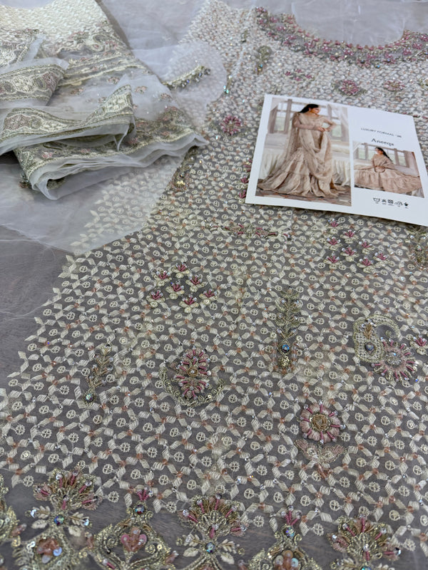Naqshi ivory chiffon wedding edition