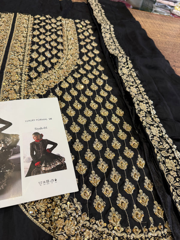 Hussain Rehar black chiffon wedding edition