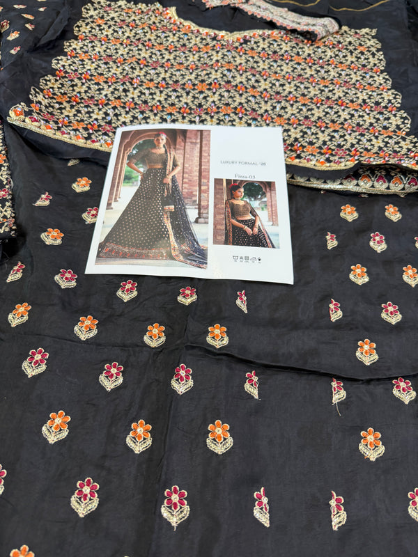 Mina Kashif black chiffon wedding edition