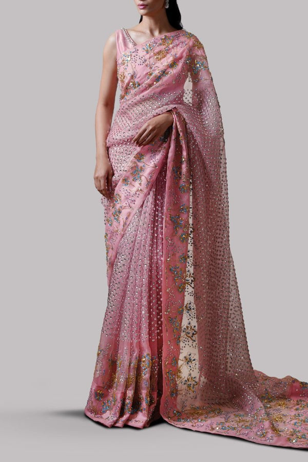 Muse luxury pink peach saree make to order