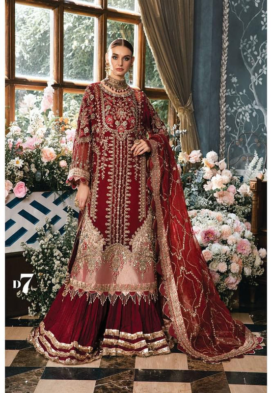 Maria b red chiffon wedding edition 2024