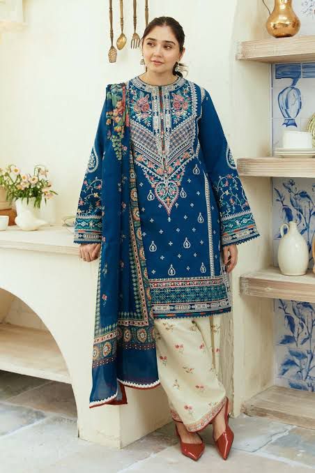 coco by Zara shahjahan teal blue lawn 2024