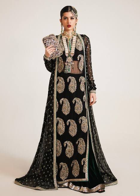 Hussain rehar black gown wedding edition