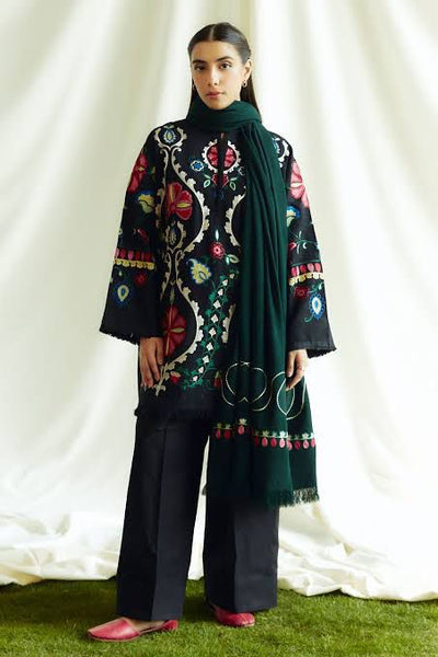 Coco by Zara shahjahan black multi winter collection