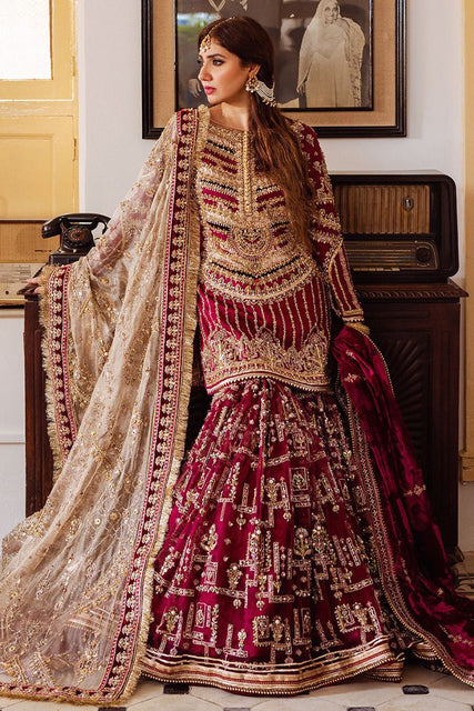 Mohsin Naveed Ranjha shocking red dark bridal collection