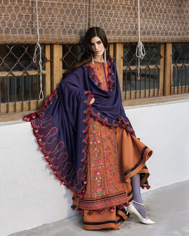 Hussain rehar purple brown winter collection