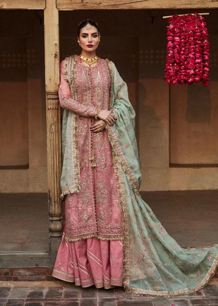 Hussain rehar pink green wedding edition