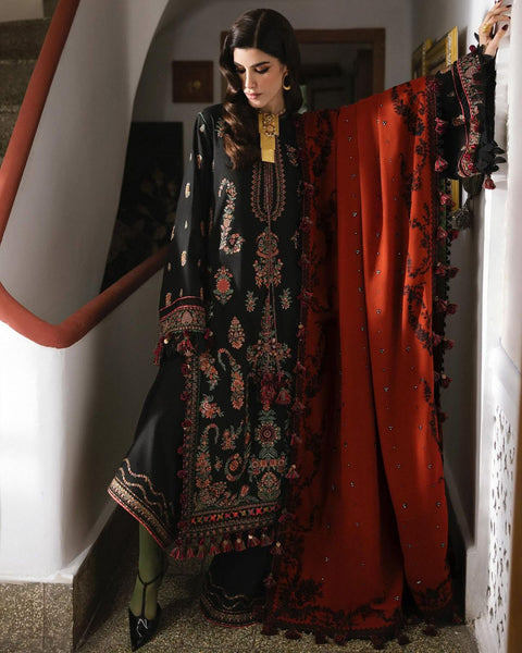 Hussain rehar black red winter collection