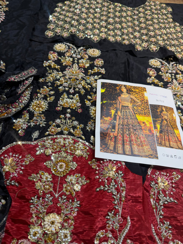 Nomi Ansari black bridal 16 panelled