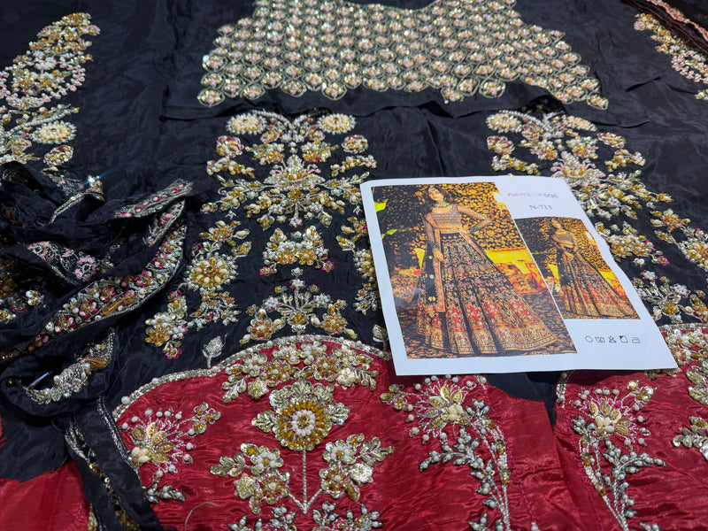 Nomi Ansari black bridal 16 panelled