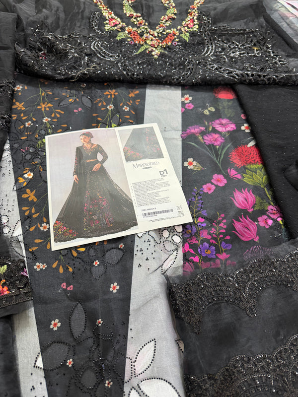 Maria B black mbroided wedding chiffon