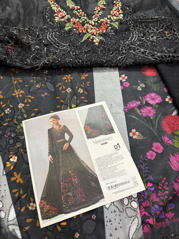 Maria B black mbroided wedding chiffon