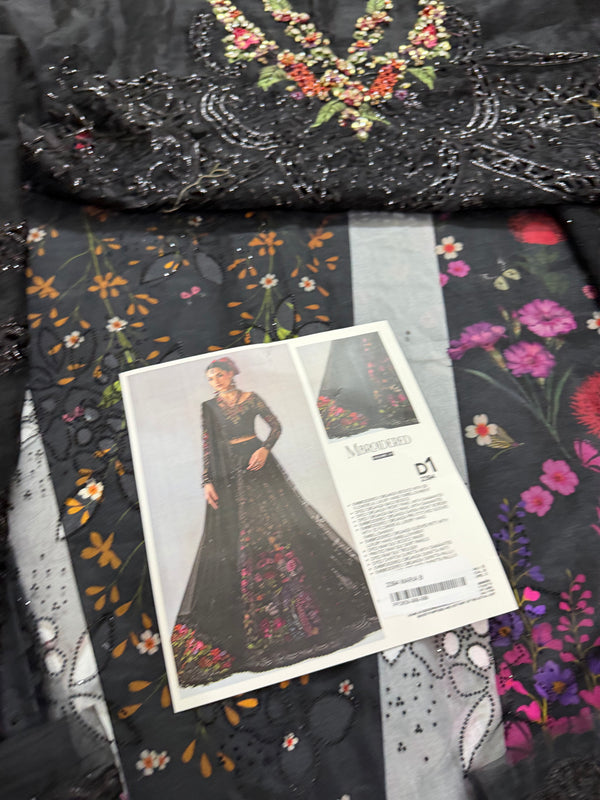 Maria B black mbroided wedding chiffon