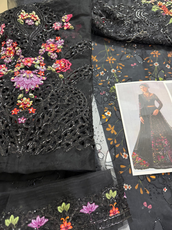 Maria B black mbroided wedding chiffon