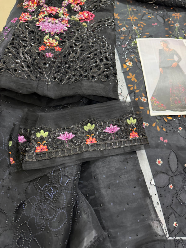 Maria B black mbroided wedding chiffon