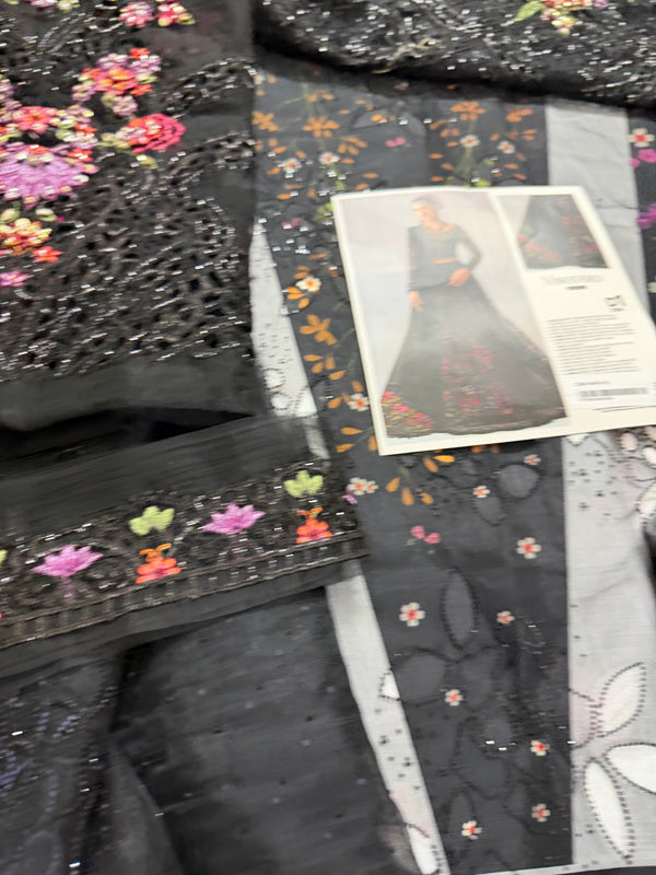 Maria B black mbroided wedding chiffon
