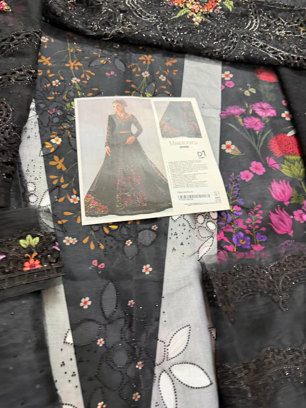 Maria B black mbroided wedding chiffon