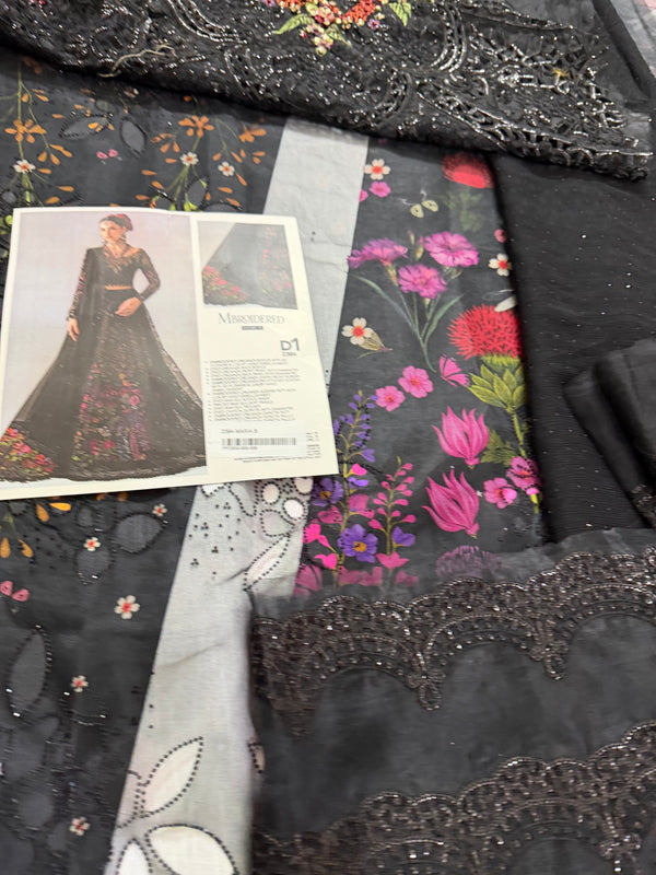 Maria B black mbroided wedding chiffon