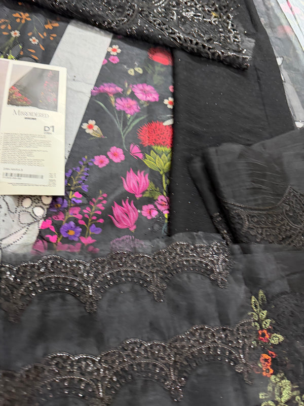 Maria B black mbroided wedding chiffon
