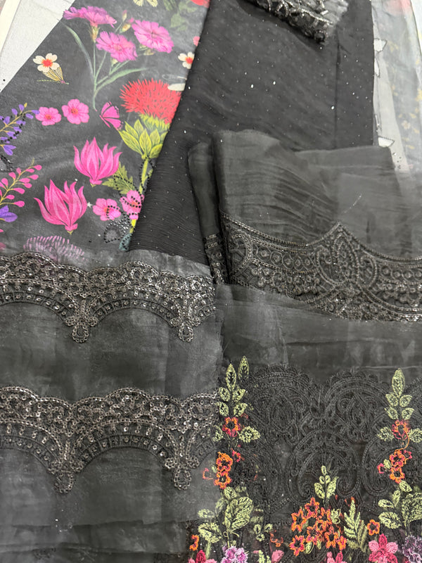 Maria B black mbroided wedding chiffon
