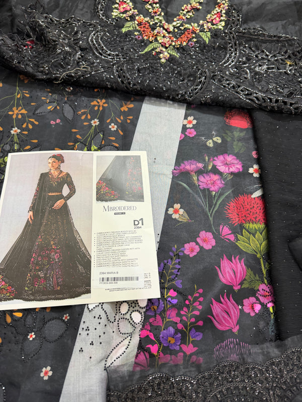 Maria B black mbroided wedding chiffon