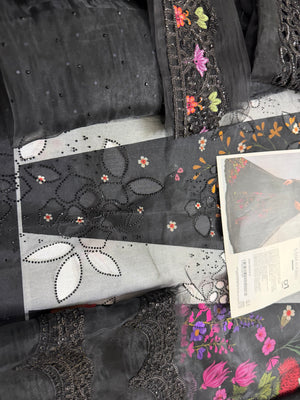 Maria B black mbroided wedding chiffon