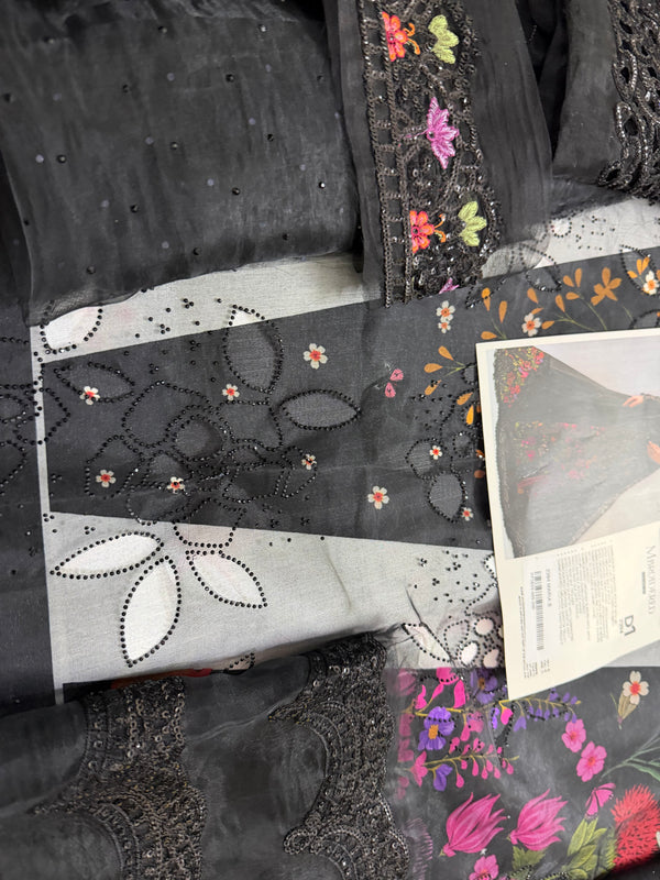 Maria B black mbroided wedding chiffon