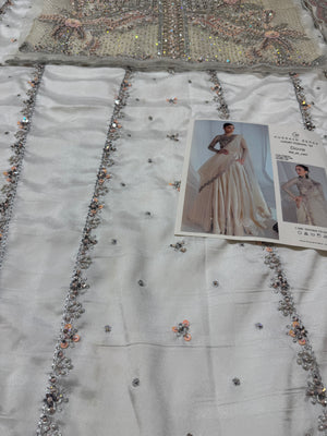 Hussain rehar white heavy wedding edition