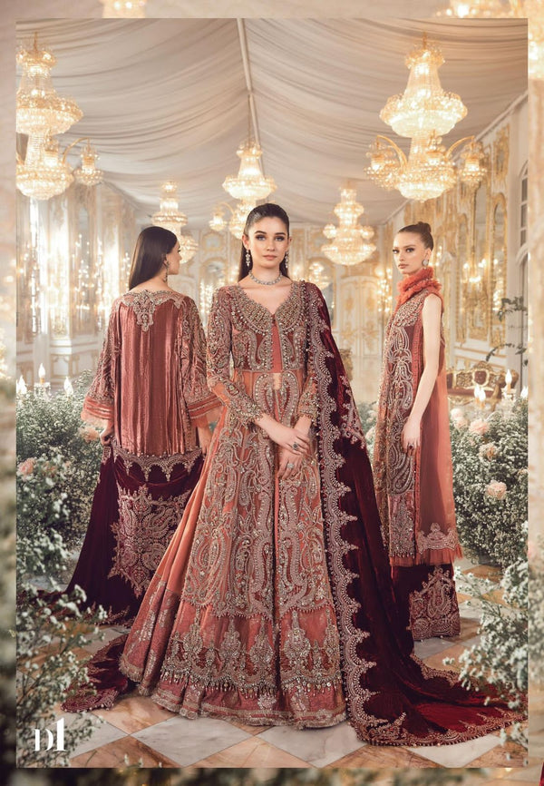 Maria B rust meroon bridal collection