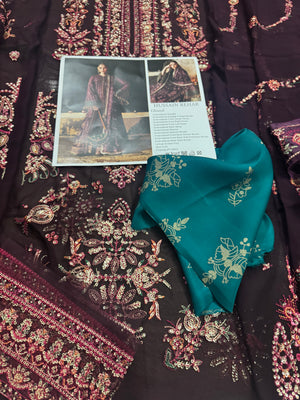 Hussain Rehar purple chiffon wedding edition