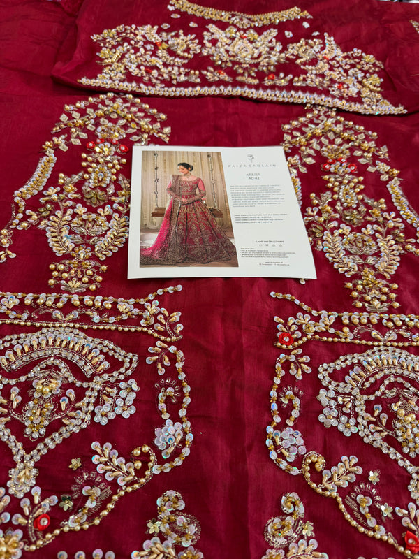 Faiza Saqlain red bridal chiffon collection