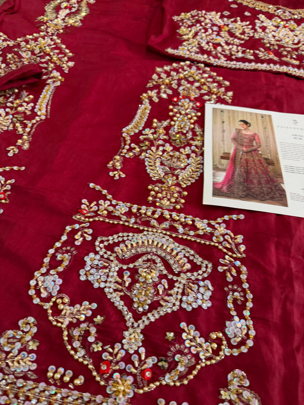 Faiza Saqlain red bridal chiffon collection