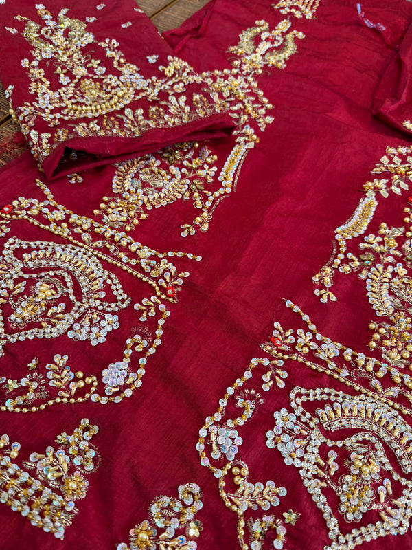 Faiza Saqlain red bridal chiffon collection