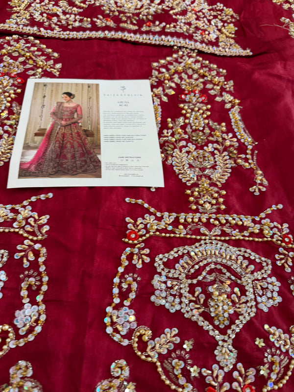 Faiza Saqlain red bridal chiffon collection