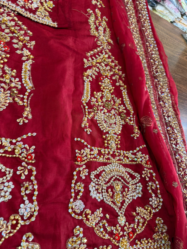 Faiza Saqlain red bridal chiffon collection