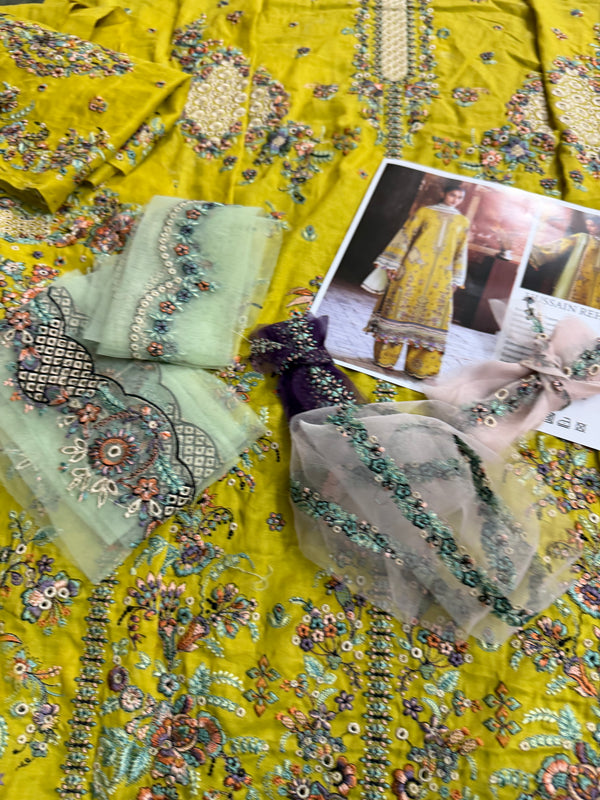 Hussain Rehar yellow lawn 2026