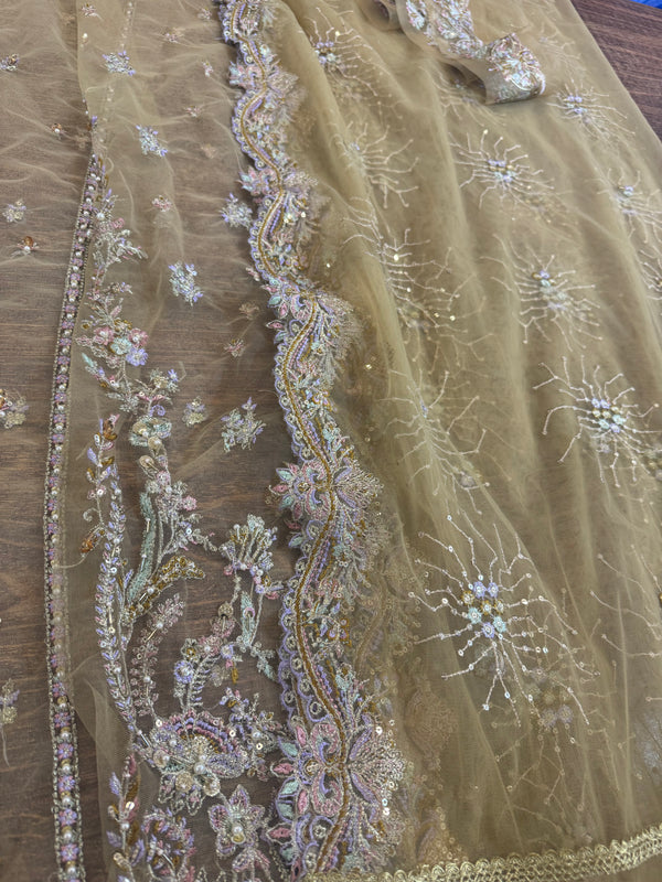 Kanwal Malik golden bridal chiffon collection