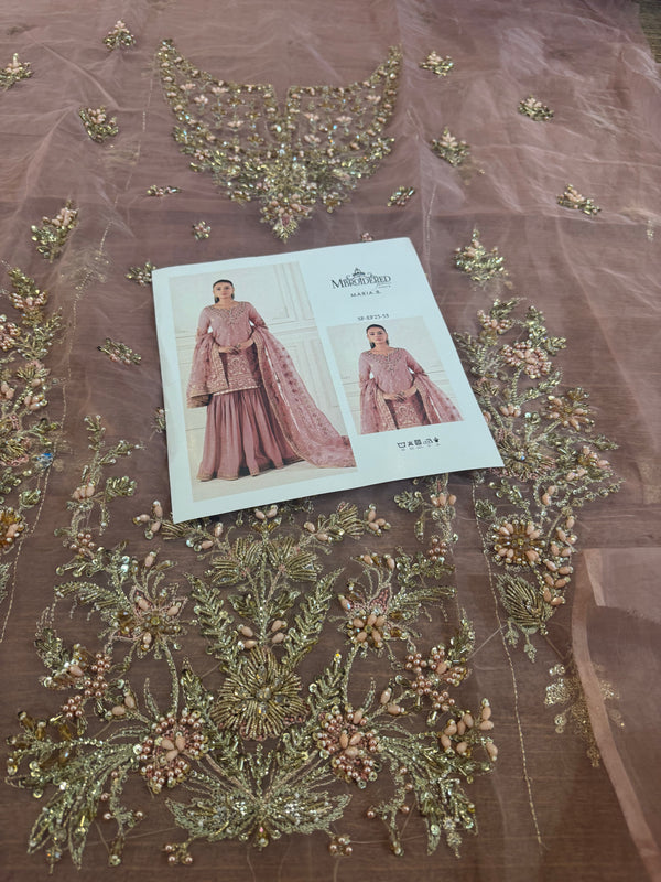 Maria B pink chiffon wedding edition