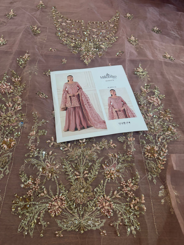 Maria B pink chiffon wedding edition