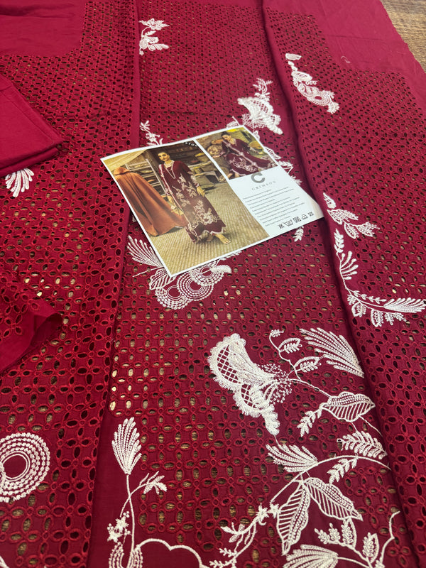 Crimson red chickenkari lawn 2025