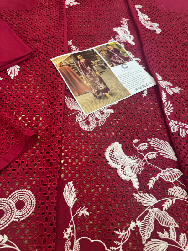 Crimson red chickenkari lawn 2025