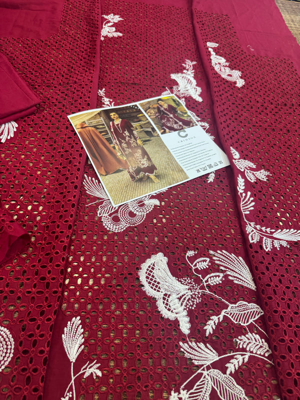 Crimson red chickenkari lawn 2025